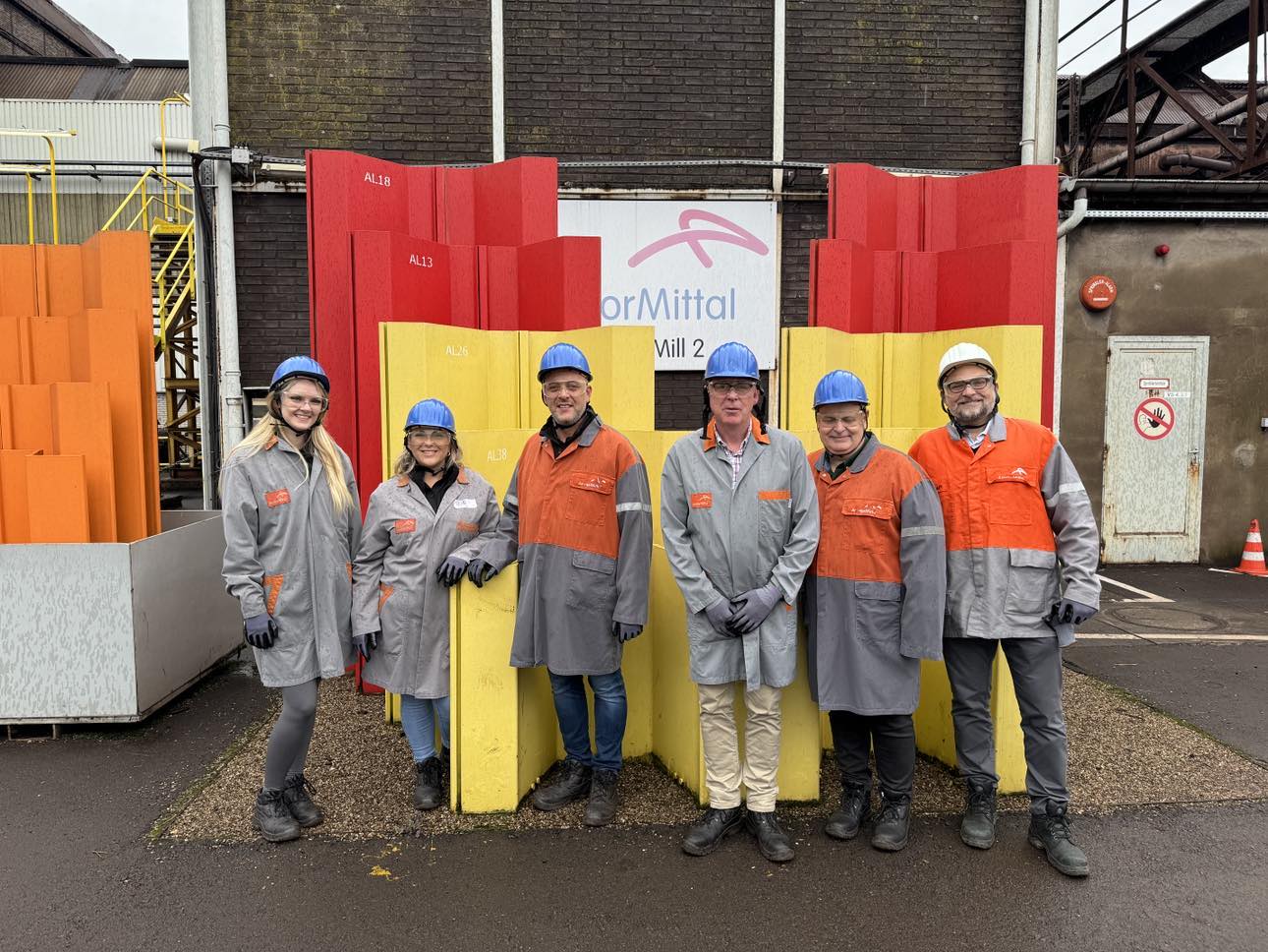 Left to right; Emma Arrowsmith (Office Administrator & Accounts) Adele Smith (Digital Media & Marketing Manager) Alan Smith (Managing Director) Ross MacMillan (Engineering Manager) Simon Cottam (ArcelorMittal Sales Manager UK) Oliver Hechler (Executive Sales Manager – ArcelorMittal Europe)